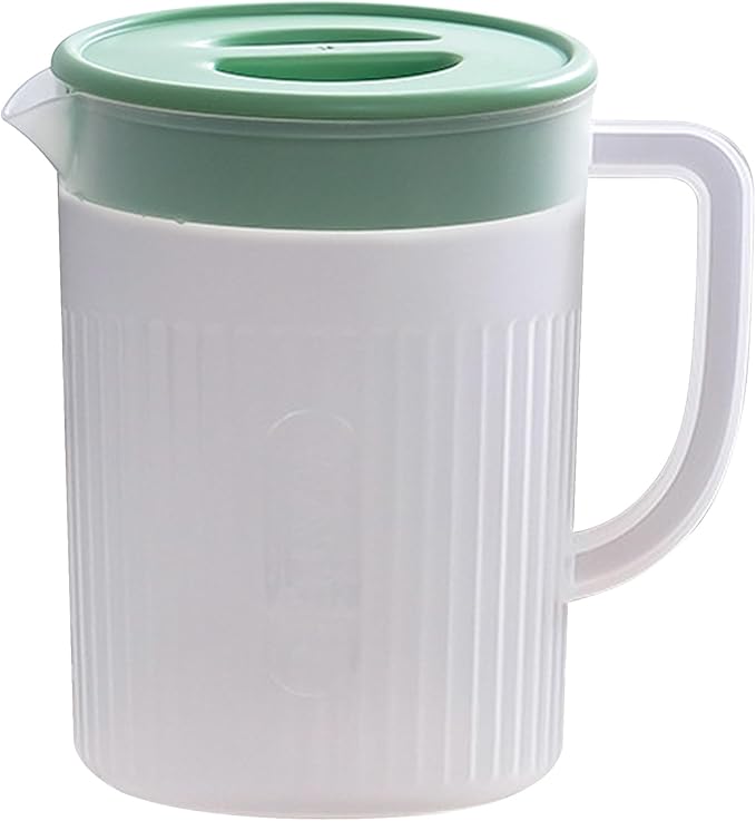 2.2 Liter Plastic Water Pitcher Large-Capacity Household Water Jug with Lid, Beverage Container for Hot Cold Juice Tea (Transparent green)