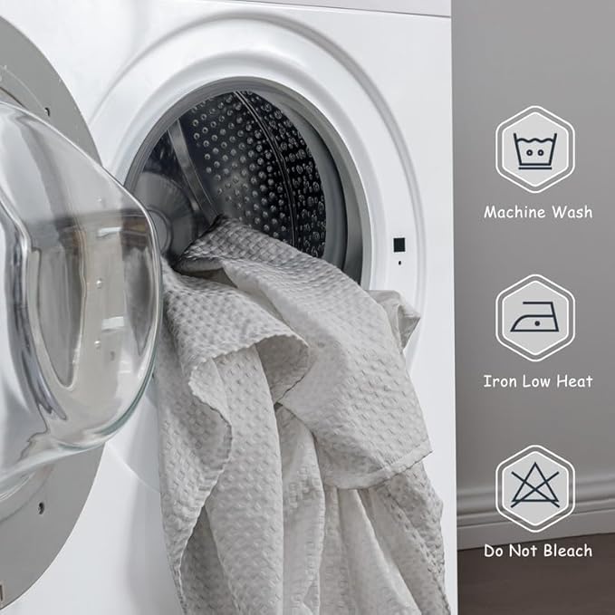 MIYE Pleated Waffle Weave Bed Skirt, Tailored Dust Ruffle 14 Inch Drop Easy Fit, Machine Washable (Light Grey, Twin - 14" Drop)