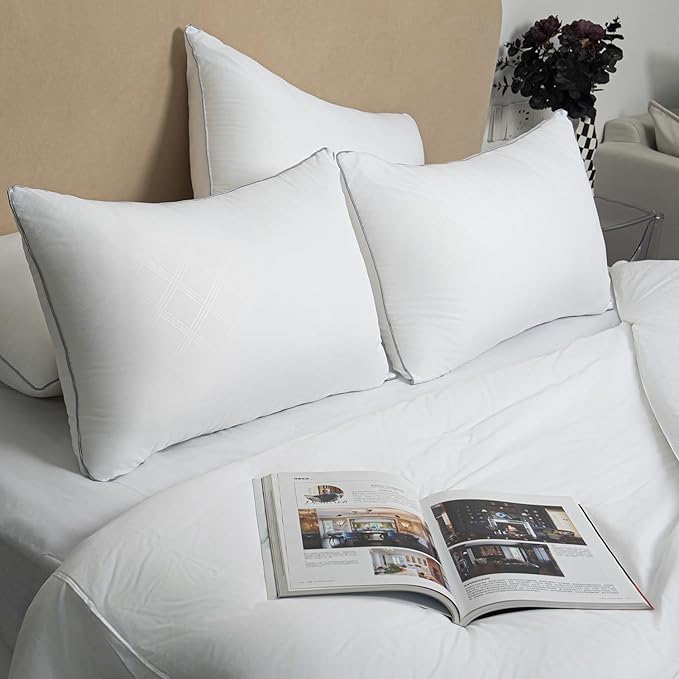 Pillows for Sleeping 2 Pack Bed Pillow Set of 2 for Side Back and Stomach Sleepers Down Alternative Filling Luxury Soft (White, Standard(2 Pack))