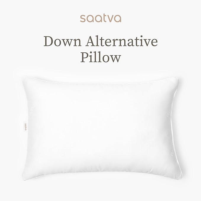 Saatva Down Alternative Pillow - Hypoallergenic Pillow with Plush & Airy Feel - Breathable Organic Cotton Cover - Lofty Microdenier Down Alternative - King (34"x16"), 1 Pack