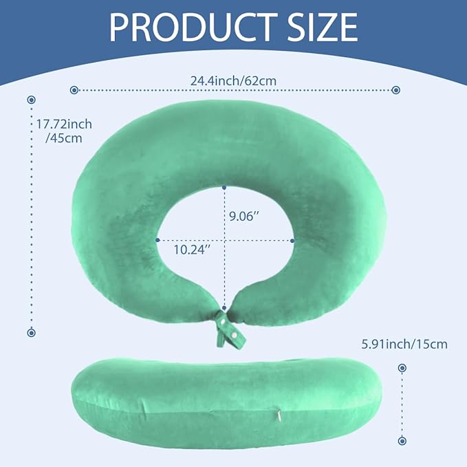 BBL Pillow After Surgery, BBL Pillow for Sitting Sleeping Driving, Hemorrhoid Pillow Seat Support Cushio for Butt with Hole, Butt Donut Pillow for Woman (Green)