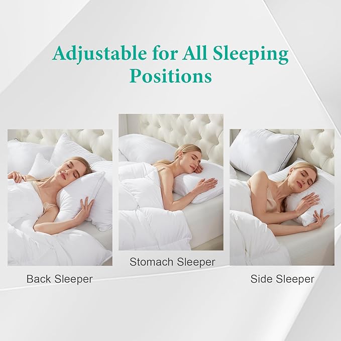APSMILE 2-in-1 Assembleable Goose Feathers Down Pillow for Sleeping, King Size Soft-Medium-Firm Adjustable Bed Pillow Insert for Stomach, Back or Side Sleepers, 20x36