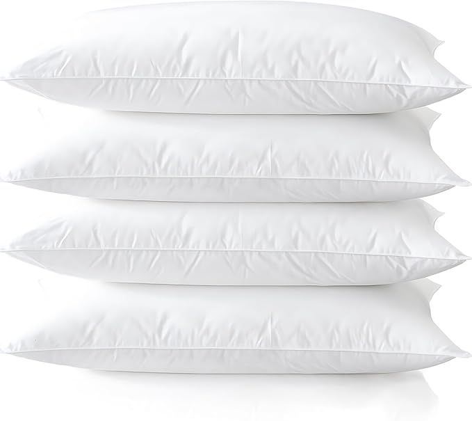Medium Support Bed Pillows Queen Size Set of 4 Pack for Sleeping 20"x30", Hypoallergenic Skin Friendly Down Alternative Filling for Side Stomach Back Sleeper Machine Washable