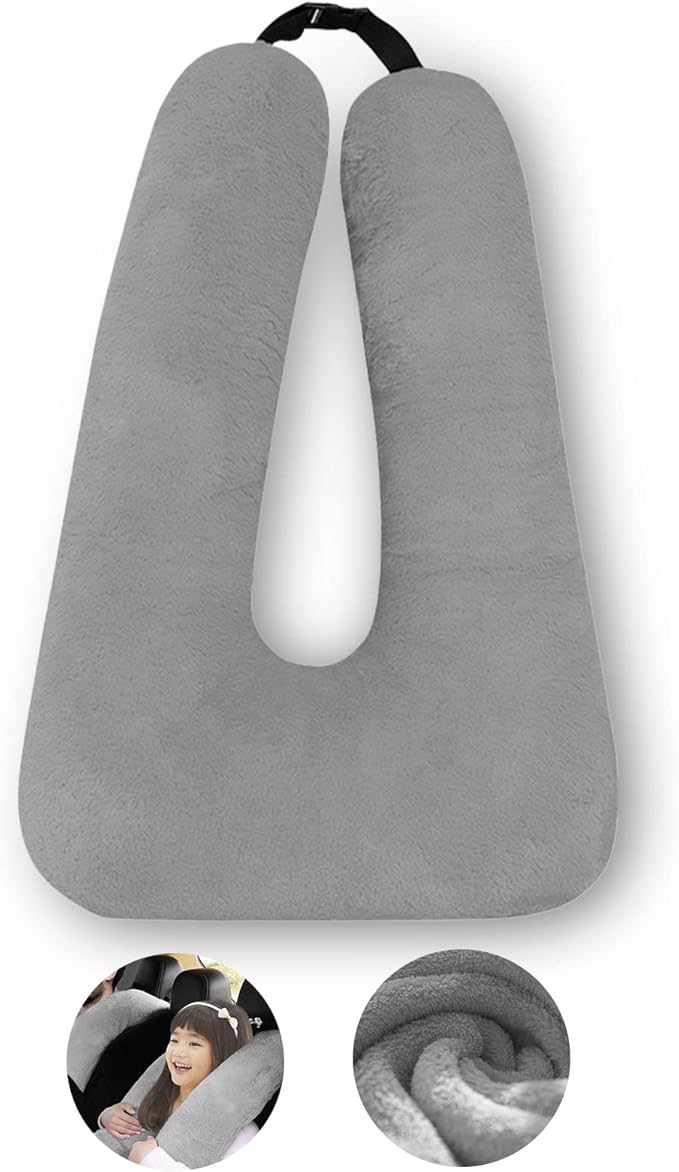 Travel Pillow, Travel Pillow for Kids, Sleeper Hold Pillow Travel, Removable U-Shaped Pillow for Adults and Children to Support Head and Body in The Back Seat of Long Car Trips (Gray)
