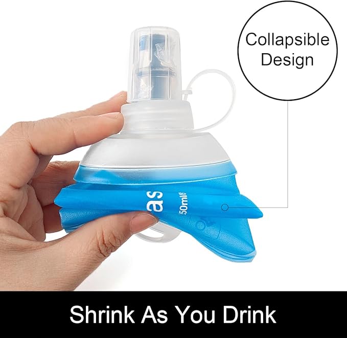 250ml Soft Flask, TPU Collapsible Soft Water Bottle for Hydration Pack, Running Vest, Folding Water Bottle for Hiking Cycling Climbing-1Pcs, Blue