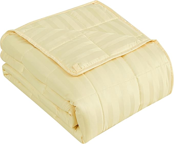 Weighted Blanket for Adult,15lbs Heavy Weighted Blanket 48"x72" Breathable Cooling Summer Blankets, Ultra Soft Cotton Comfort Throw Blanket with Glass Beads for All-Season (Yellow)