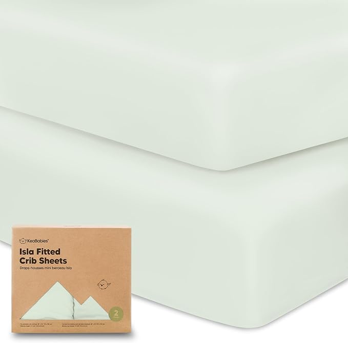 2-Pack Crib Sheets for Boys,Girls - Viscose Derived from Bamboo Fitted Crib Sheet, Organic Baby Crib Sheets, Crib Mattress Sheet,Toddler Bed Sheets,Baby Sheets for Crib Fitted Sheets(Aloe)