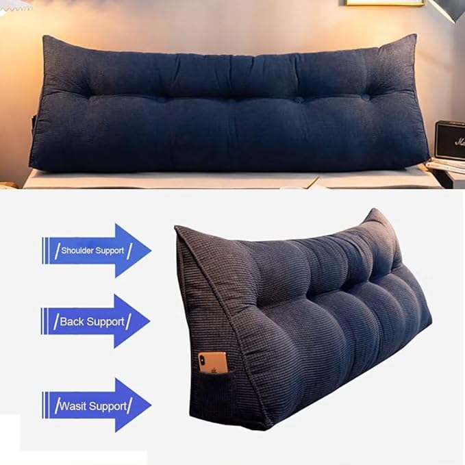 Headboard Pillow Wedge Pillow Gap Headboard Pillows Twin Daybed Pillows Backrest Pillow with Side Pockets White