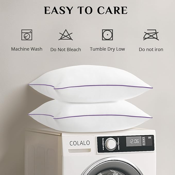 JOLLYVOGUE Pillows Queen Size Set of 1, Bed Pillows Set of 1, Cooling and Supportive Pillows with Super Soft Down Alternative Fill, Luxury Fluffy Hotel Quality for Side, Back, and Stomach Sleepers