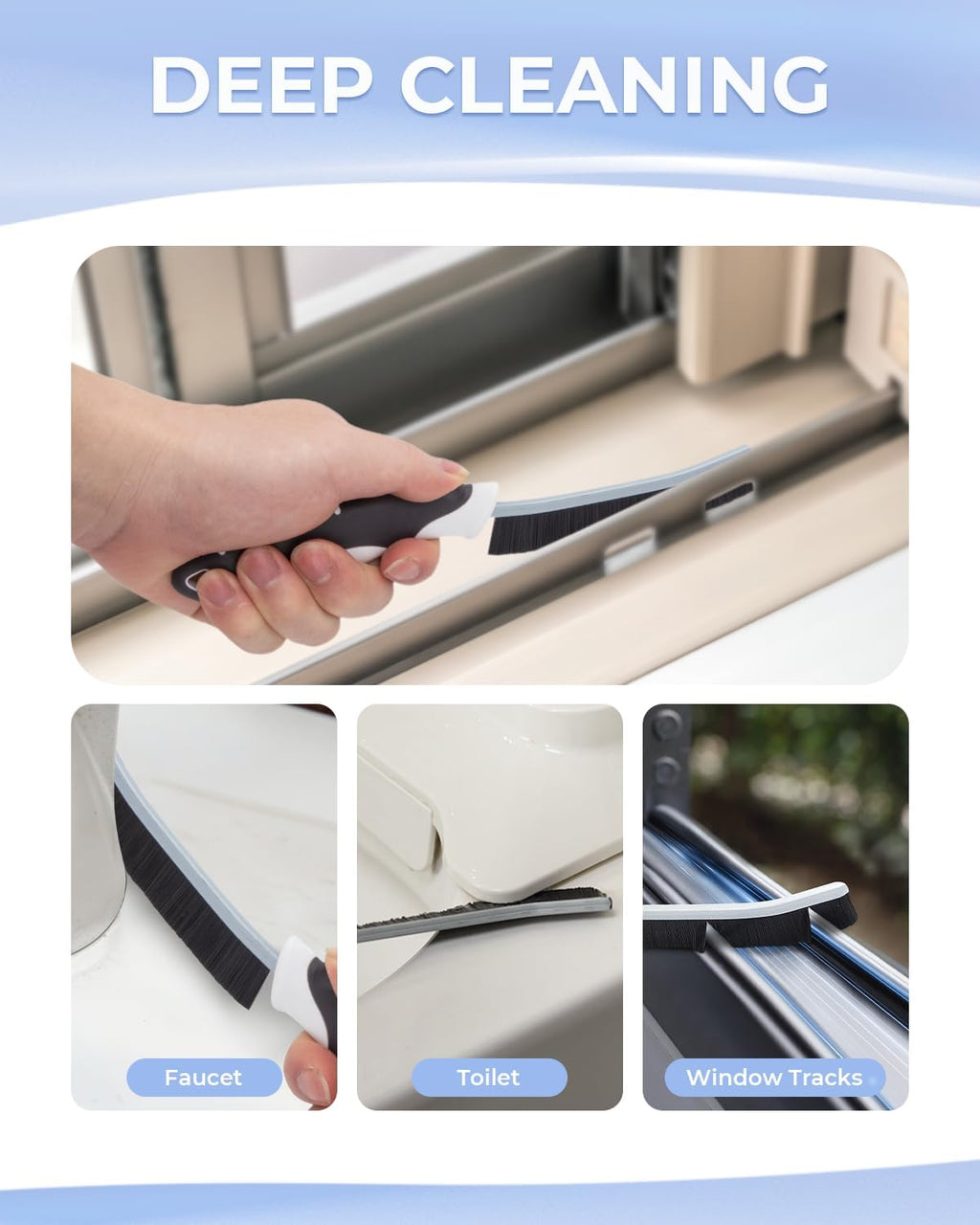 Crevice Cleaning Brushes, Scrub Brush for Hard to Reach Small Space, Home Essentials, Cleaning Supplies, Cleaning Tools for Household Use, Bathroom, Shower, Kitchen, Toilet, Window (3, Blue)