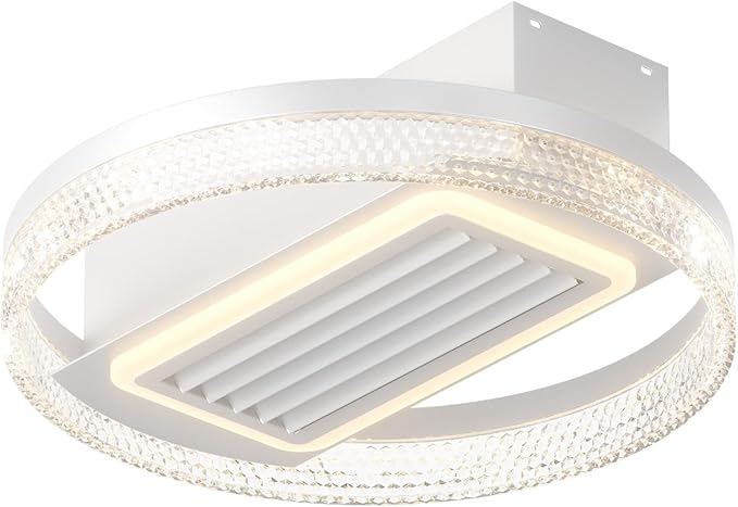 NicBex Ceiling Fan 20 Inch Modern Ceiling Fans with Lights Bladeless Ceiling Fan with Remote Control Ceiling Fans with Reversible Motor for Bedroom, Living Room, White