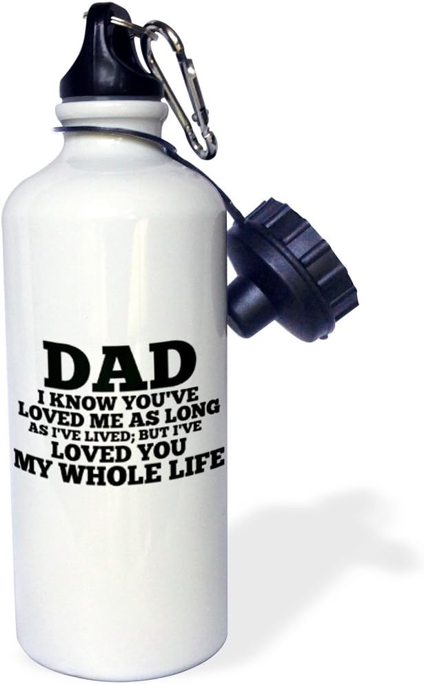3dRose Dad-Love you my whole life Black-Sports Water Bottle, 21oz , 21 oz, Multicolor
