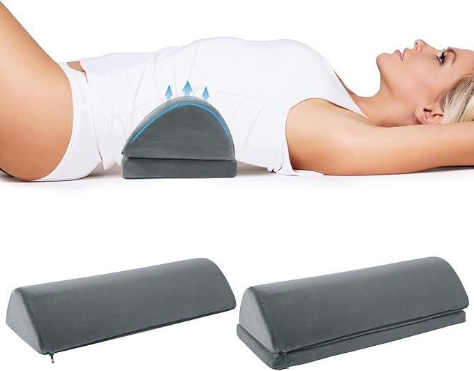 HOMBYS Adjustable Height Half Moon Pillow, 5.5" Bolster Pillow for Lumbar Neck & Leg Support, Supportive Foam Pillow Leg & Knee Elevation Pillow for Reducing Back Pain & Hip Pressure