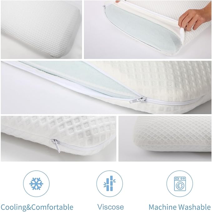 Ultra Slim 2.7" Stomach Sleeping Gel Infused Memory Foam Pillow- Ultra Thin and Flat Design for Stomach and Back Sleepers