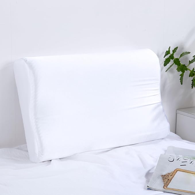 HOMBYS Satin Pillow Case for Contoured Support Pillow (DO NOT INCLUDE PILLOW) -Zippered Pillow Cover for Neck Pillow for Cervical 1 Pack-Silky, Smooth and Breathable (Wave Shape 20"x12.5")