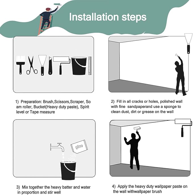 3D Black and Gold Leaves and Tropical Palm Leaves Wallpaper for Bedroom (Not Peel and Stick)