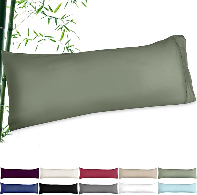 Soft Body Pillow Cover/Pillowcases 60 x 21 Inch, WINKAURA Premium Unique Long Pillow Case for Bed Fits 54x20 Pillow, Envelope Closure, Army Green