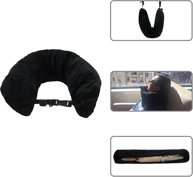 Stuffable Neck Pillow for Travel，Stuffable Travel Pillow，Travel Neck Pillow Stuffable with Clothes Transforms Into Extra Luggage without Excess Fees（with Eye Masks, Earplugs and Storage Dag）