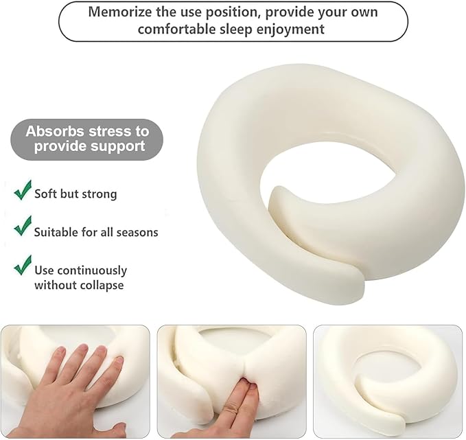 Travel Pillow Travel Neck Pillows for Airplanes Memory Foam Airplane Pillow Stowable U-Shaped Pillow(Grey Black 2)