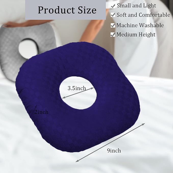 Ear Piercing Pillow for Side Sleepers, Pillow with an Ear Hole for CNH and Ear Pain Ear Inflammation Pressure Sores, O-Shaped Side Sleeping Pillow, Ear Guard Pillow(Dark Purple)