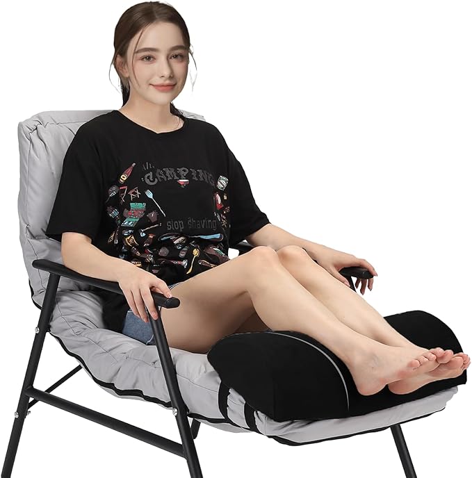 Recliner Foot Pillow High Resilience Foam - Leg Pillow for Sleeping Soft and Supportive Half Moon Bolster Pillow Recliner Pillows for Headrest Back Lumbar Support (Black)