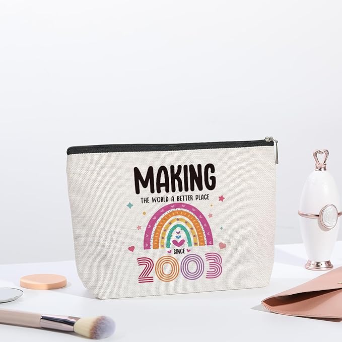 21st Birthday Gifts for Her, 21 Years Old Birthday Gifts Makeup Bag for Friend, Sister, Daughter, Her, Travel Toiletry Makeup Organizer Zipper Pouch - Making The World a Better Place Since 2003