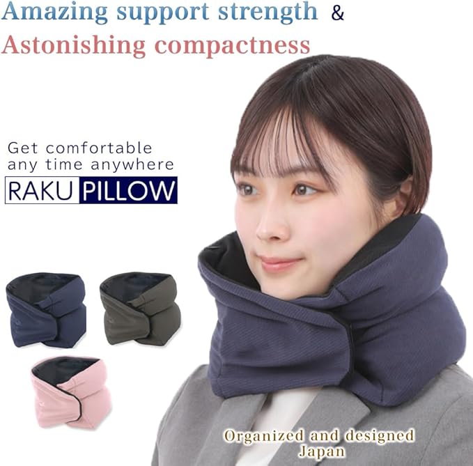 Riverland Travel Pillow Neck Pillow Strong Support Easy to Carry Compact Designed in Japan Useful in Office naps Airplane car Train for Sleeping (Olivegray)
