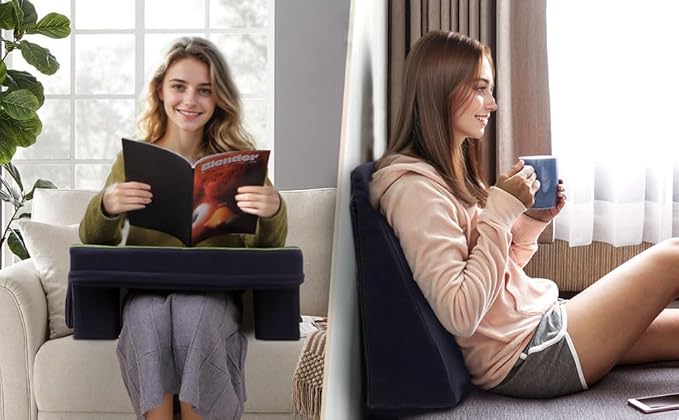 Reading Pillow for Gaming with Wedge Pillow, Gaming Pillow and Bed Wedge Pillow with Memory Foam, Memory Foam Bed Rest Pillow for Reading, Working, Gaming Sitting in Bed/Floor/Sofa(Grey)