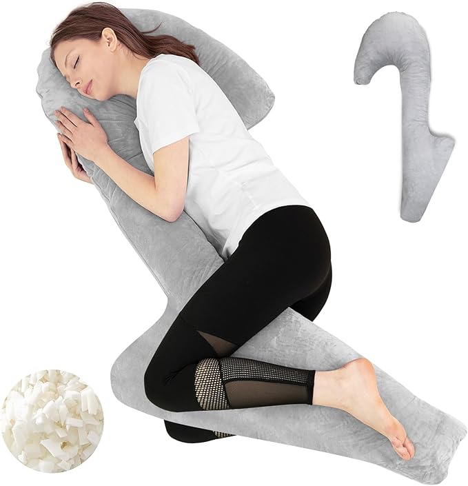 Body Pillows for Adults with Shredded Memory Foam, 65 inches Long Side Sleeper Pillow Full Body Pregnancy Pillows for Sleeping with Washable Pillowcase for Back, Hip, Knee, and Leg Relief