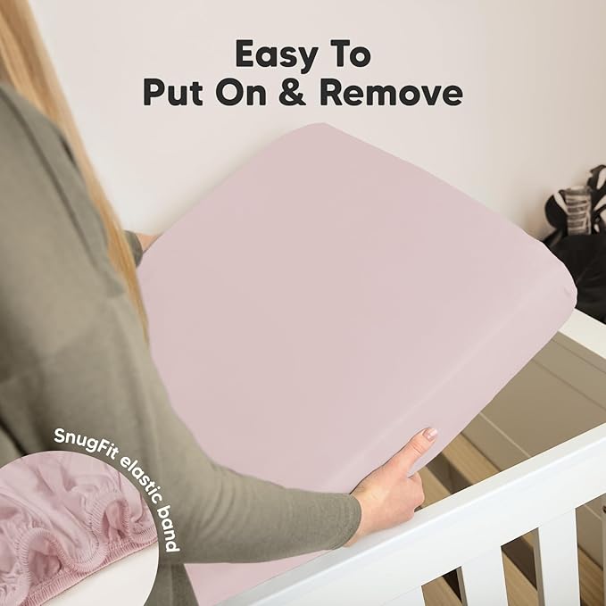 2-Pack Organic Crib Sheets for Boys, Girls - Jersey Fitted Crib Sheet, Baby Crib Sheets Neutral, Crib Mattress Sheet, Cotton Crib Sheets, Breathable Crib Sheet, Baby Mattress Sheets (Pastel)