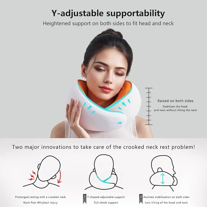 Travel Neck Pillow, Memory Foam Ergonomic Neck Pillow for Travel.Neck Support Travel Pillow for Airplane/Car Trips. Lightweight Design for Neck Pain Relief. Plane Pillow. Neck Travel Pillow