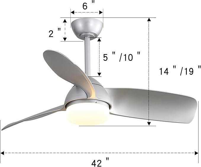 NicBex Ceiling Fan 42 Inch Indoor Modern Ceiling Fans with Lights and Remote Control Reversible Ceiling Fan with 3 ABS Blades and Double Finish for Living Room, Bedroom, Silver
