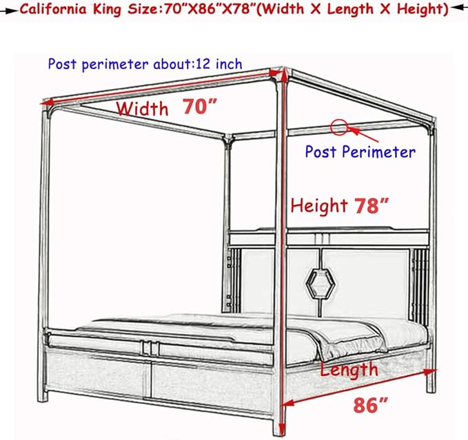 Elegant Princess 4 Corner Post Mosquito Net Romantic for Girls Women Bed Curtain Canopy for Adult Wedding Bedroom Kids Rooms Decoration (Type4-Grey, California King)
