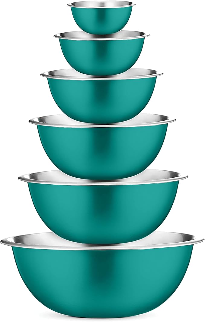 FineDine Stainless Steel Dishware Bowls - Easy To Clean, Nesting Bowls for Space Saving Storage, Great for Cooking, Baking, Prepping, 8 Quarts
