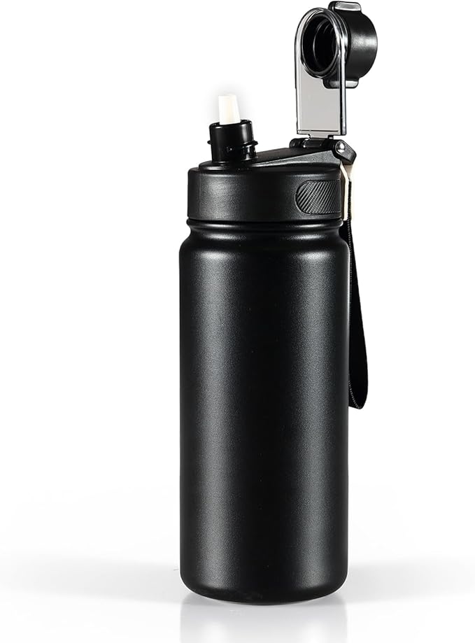 25 oz gym water bottle with straw, leak proof - men's/women's sports metal water bottle - double vacuum insulated stainless steel water bottle for gym, outdoors or traveling