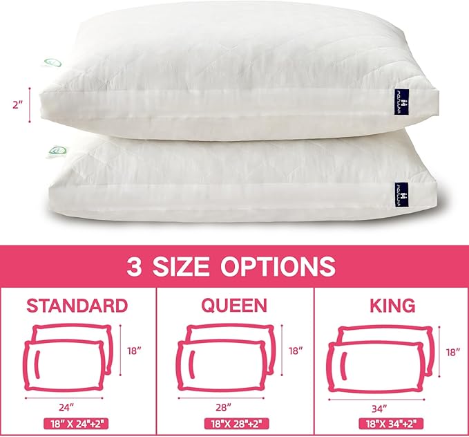 Memory Foam Pillows Queen Size Set of 2，Adjustable Gusseted Bed Pillow for Sleeping，2 Pack Soft Pillows for Side, Back or Stomach Sleepers (20 x 30 in, White)