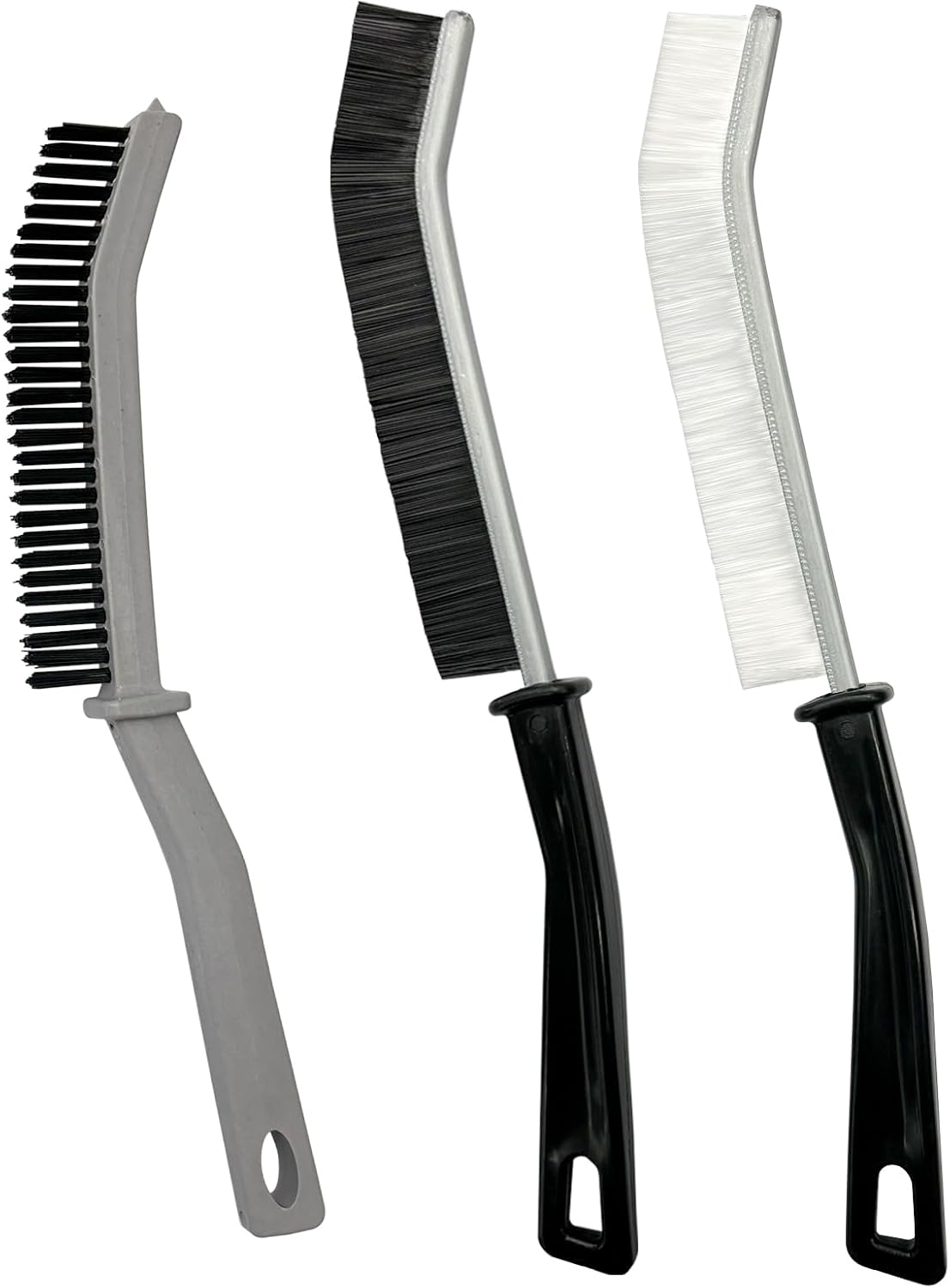 3 Pcs Cleaning Brushes for Household - Crevice Brush for Scrub Small Spaces, Toilet Cleaning Tool with Comfortable Grip, Long&Firm Bristle for Shower Tile Grout, Sinks Gap, Window Tracks, Hinges