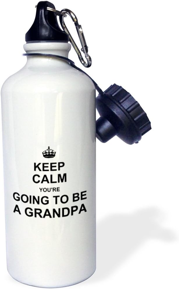 3dRose Keep Calm Youre going to be a Grandpa-future grandfather text gift-Sports Water Bottle, 21oz , Multicolored