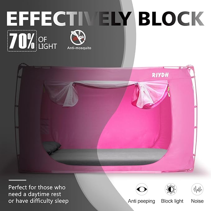 Bed Tent Bed Canopy Twin Size Tents for Adult and Kids- Portable Dream Tent Indoor Sleeping Tents 70% Blackout with 3 Doors Breathable Big Space Tents