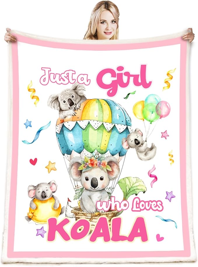 Just A Girl Who Love Koala Blanket Cute Funny Koala Decor Throw Blanket Gifts for Girls Boys Koala Lover Super Warm Soft Plush Bedding Blanket (KOALA,50"x 60")