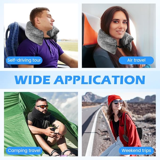 Stuffable Travel Pillow for Extra Luggage, Velvet Travel Neck Pillow with Adjustable Neck Siz, Stuffable Neck Pillow with Clothes, Multifunctional Sleeping Rest Cushion(2Pack)