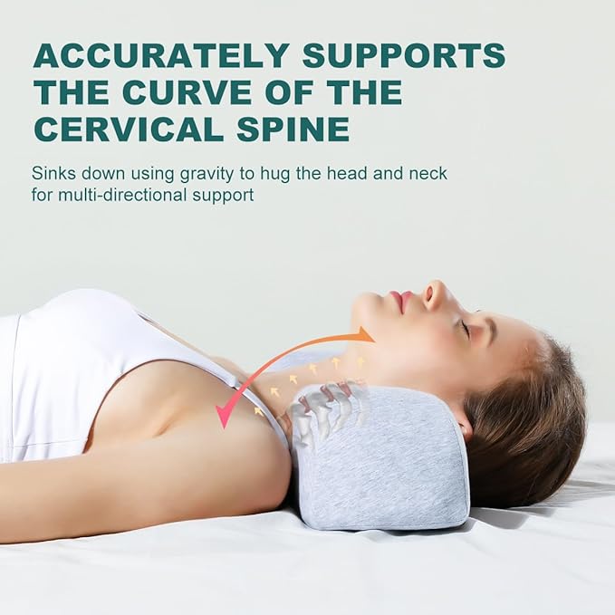 Memory Foam Neck Pillows Combo for Sleeping, Cervical Neck Pillow for Pain Relief, Neck Support Pillow Neck Roll Pillow for Bed (Light Grey-Basic Version)