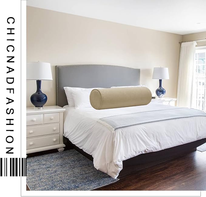 Cylinder Round Memory Foam Support Pillows 24X6 Cervical Neck Roll Pillow with Pillowcase Soft, Comfortable and Breathable for Sleeping, Chair, Car, Sofa，Travel Light Coffee