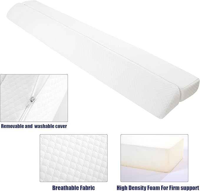 HOMBYS Wedge Pillow Headboard for Bed Gap,Foldable Bed Wedge Gap Filler Full Size,Matterss Gap Filler,Multi Functional Bed Crack Pillow, Fill The Gap (0-7") Between Your Headboard and Mattress,White