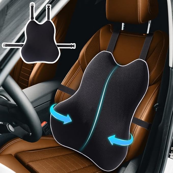 Lumbar Pillow for Car Lumbar Support for Office Chair, Memory Foam Back Cushion with 3D Mesh Cover, Car Seat Back Pillows for Back Pain Relief, Back Support Pillow for Car Truck Computer Desk