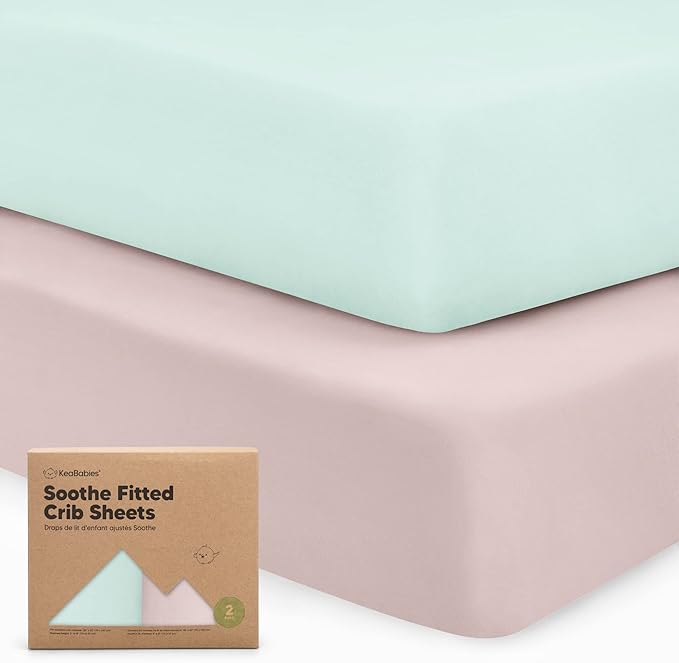 2-Pack Organic Crib Sheets for Boys, Girls - Jersey Fitted Crib Sheet, Baby Crib Sheets Neutral, Crib Mattress Sheet, Cotton Crib Sheets, Breathable Crib Sheet, Baby Mattress Sheets (Pastel)