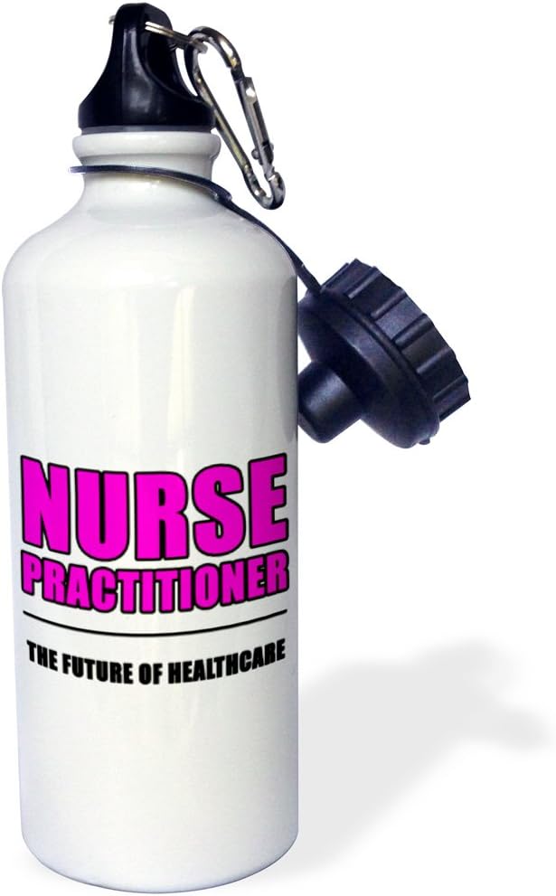 3dRose Nurse Practitioner The Future of Healthcare Pink Sports Water Bottle, 21 oz, White