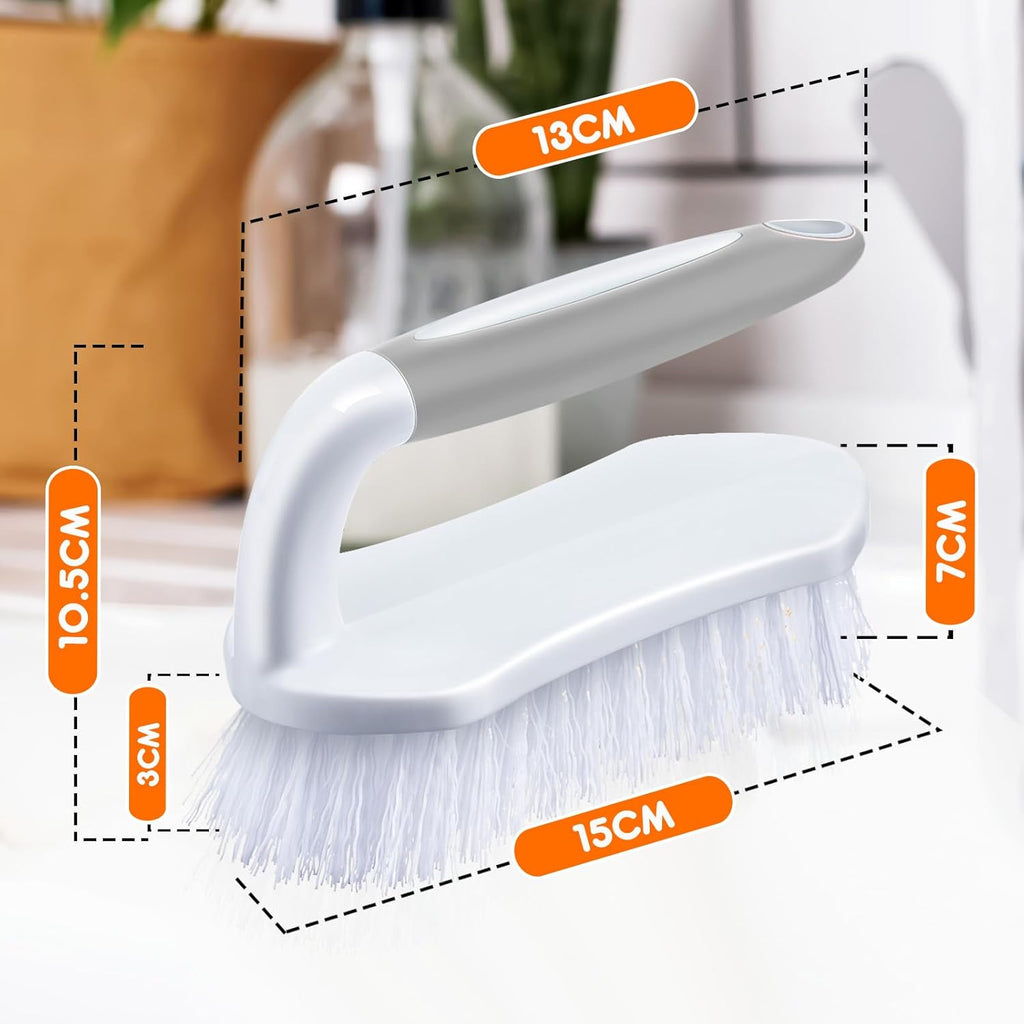 Lallisa 12 Pcs Scrub Brush for Cleaning with Handle Comfortable to Grip Heavy-Duty Flexible Stiff Bristles Scrubber Brushes Bulk for Shower Bathroom Carpet Kitchen Floor Tiles (Gray)
