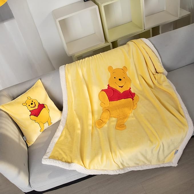 COSUSKET Kids Bear Throw Blanket, 3D Animal Embroidery Sherpa Blanket Girls Boys Gifts