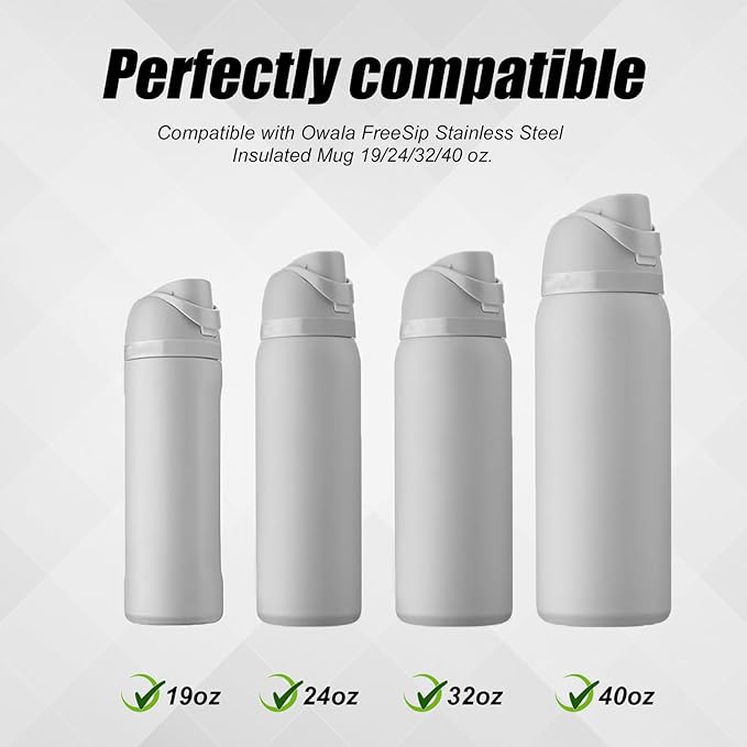 2pcs Stopper Replacement 2pcs Button for Owala FreeSip 19/24/32/40oz, BPA-Free Silicone Plug Gasket Top Lid Bottle Mouth Push Switch Top Cap Seal Accessories, with 2 Spring, Screwdriver